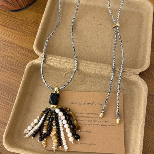 Collar de flecos de cuentas bohemias estilo cadena de sueter larga 5