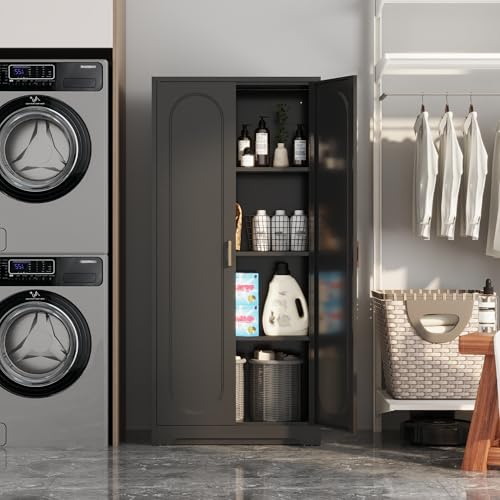 Image of Steeloong 60 inchMetal Pantry Storage Cabinet with Doors & 3 Adjustable Shelves