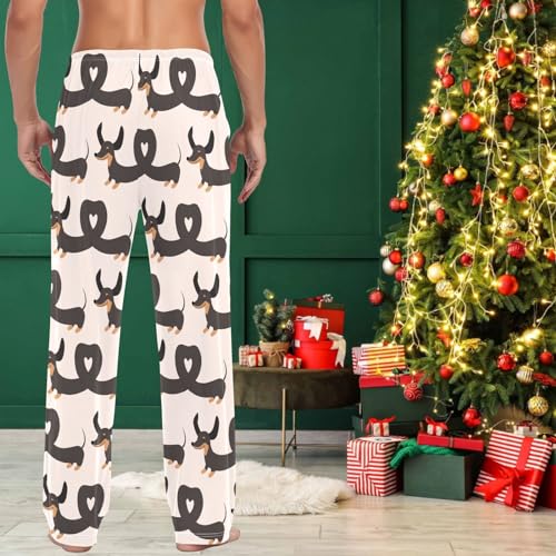 visesunny Mens Pajama Pants Funny Dachshund Dog Shape Heart Cotton Lightweight Soft Pajama Bottoms Lounge Sleepwear4
