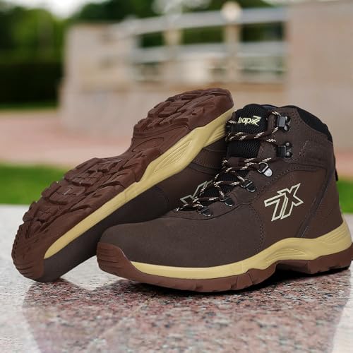 Image of Liberty Leap7x Platinum-E Men Sports High Ankle Trekking Shoes - Black & Brown | Comfortable and Durable | Suitable for Walking, Running, Outdoor and Hiking Footwear for Man | Cushioned Footbed