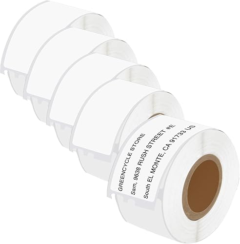 GREENCYCLE Compatible con Dymo 30251 Etiquetas UPC de correo de dirección de 1 1/8 pulgadas x 3 1/2 pulgadas (1 pulgada de núcleo) Adhesivo y