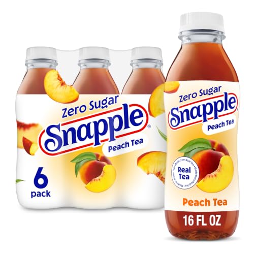 Image of Snapple Zero Sugar Peach Tea, 16 fl oz recycled plastic bottle, 6 pack