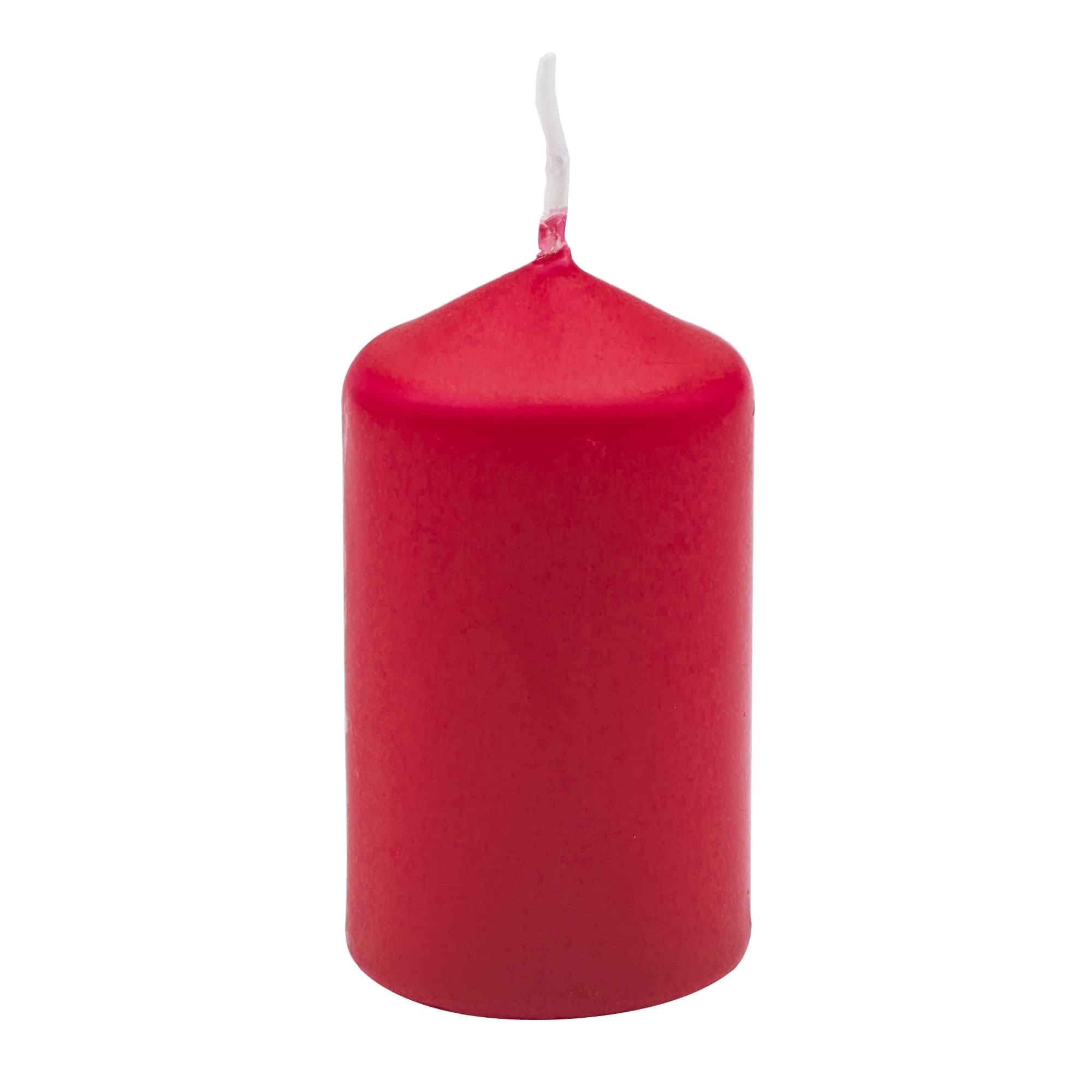 Hofer Stompkaarsen - 4,5 x 9 cm - Set van 8 Decoratieve Kleine Blokkaarsen - Kleur Rood - Lange Brandduur 12 uur - Druppelwas - Ongeparfumeerd - RAL-kwaliteit