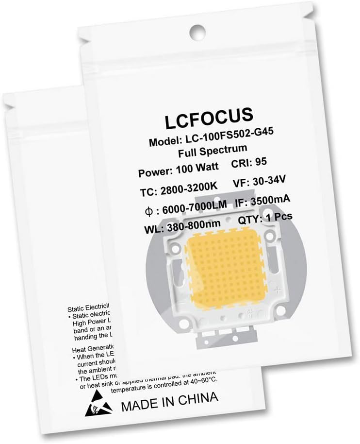 Chеареѕt 🛒 High Power LED Chip 100W Sunlight Full Spectrum Warm White (380-800NM/3500mA/30V-34V/100 Watt) Super Bright COB Light Emitter Components Diode 100 W Bulb Lamp Beads DIY Hydroponic Flowers Growing Lamp