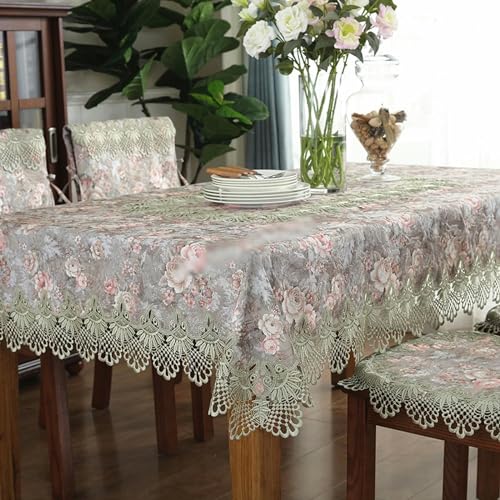 Couverture de table à manger pour masquer l'usure avec cette nappe brodée verte