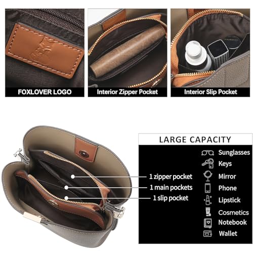 FOXLOVER Lichee Pattern Crossbody Bags for Women Vegan Leather Purses Trendy Shoulder Handbags with Wide Strap3