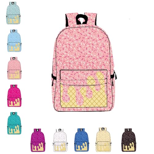 Ice Cream Backpack, Large capacity Kawaii lightweight, suitable for daily use travel hiking (Light Pink)