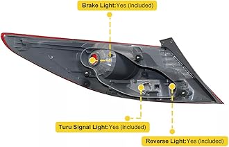 For 2012 2013 2014 Hyundai Accent Sedan Halogen Tail Light Rear Lamp Passenger Side Replacement Clear&Red Lens (Right Side)