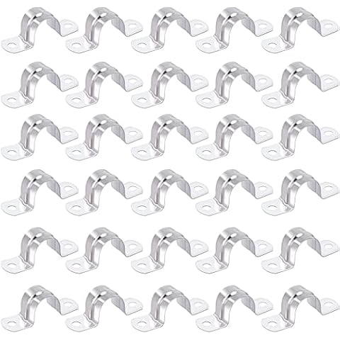 30 PCS 25mm Pipe Strap Clamps Clips, U Shaped Pipe Clamp for Gas Pipe Water Pipe Bracket Holder Cable Hanger, 304 Stainless Steel Cover
