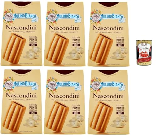 Italian Gourmet Bundle Nascondini 6x330g, italienische Kekse mit Schokoladenfüllung, Frühstückskekse, Kaffeegebäck, Schoko Kekse, Vorratspack 1,98kg + Italian Gourmet Polpa