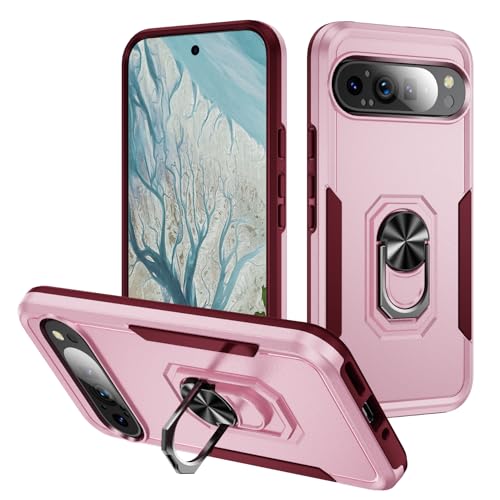 Coque Google Pixel 9 Pro XL double couche silicone robuste rose