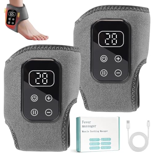 3-in-1 Fußmassagegerät Elektrisch mit Wärme Kabelloses Tragbares Fuß- & Knöchelmassagegerät mit 3 Modi & 5 Wärmestufen Für Zuhause Büro & Reise (2 pcs) (D)