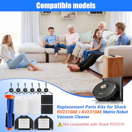 Image of Replacement Parts for Shark RV2310AE /AV2310AE /RV2320S /RV2300S /UR2360S Matrix Robot Vacuum Cleaner,1 Main Brush Roller, 6 Side Brushes, 2 HEPA Filters, 2 Foam Filters(Not for RV2300 /RV2310)-13Pack