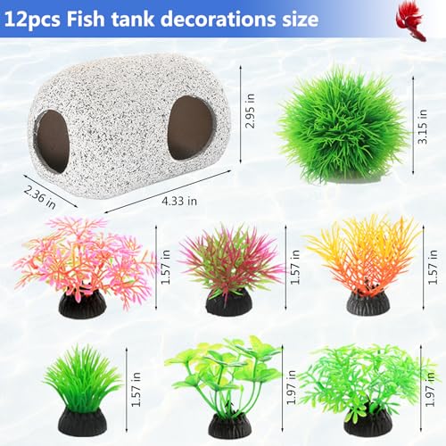 Image of 12Pcs Cave Hideouts for Betta Fish,Tanks, Caves & Rock Decor for Fish Decorations