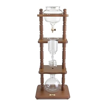 Yama Glass 6-8 Cup Cold Drip Maker Curved Brown Wood Frame