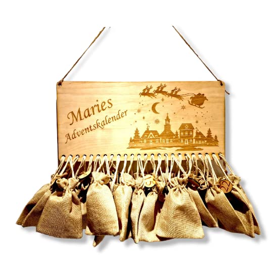 Personalisierter Adventskalender mit Namen | Weihnachtskalender | Advent | Adventskalender für Kinder | Jutesäckchen (Komplettset)