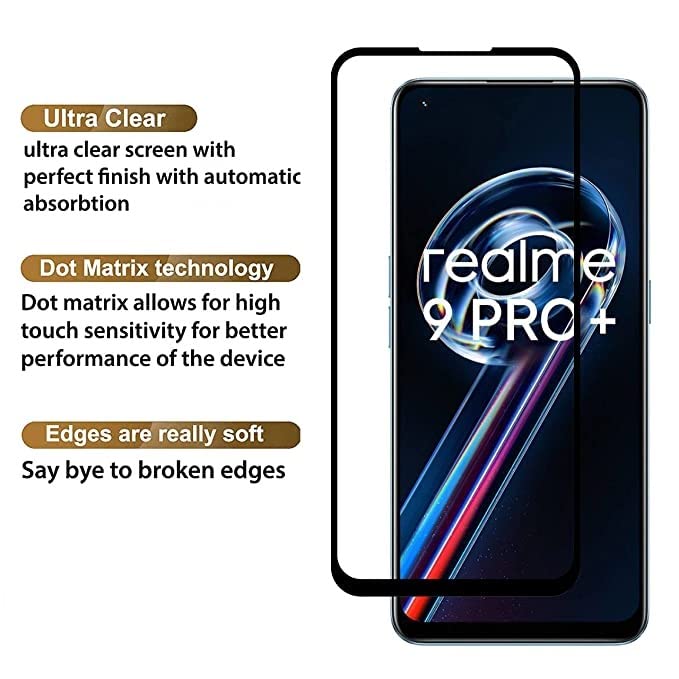 Image of Screen Protector for realme 9 Pro Plus / 9 PRo + 5G (Black) Tempered Glass Edge-to-Edge 6D Screen Guard With Installation Kit
