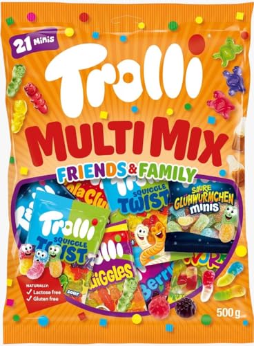 iChuches - Multi Mix Friends & Family – Surtido de Gominolas de Fruta y Dulces Ácidos en Mini Bolsitas para Compartir, Sin Gluten ni Lactosa, 500 g (21 Minis) y 430 g (18 Minis)