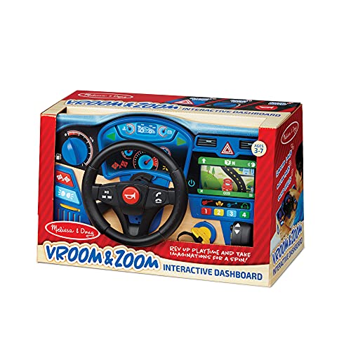 Melissa & Doug Vroom & Zoom Interactive Wooden Dashboard Steering Wheel Pretend Play Driving Toy - Kids Activity Board, Toddler Sensory Toys For Ages 3+ #TOP5