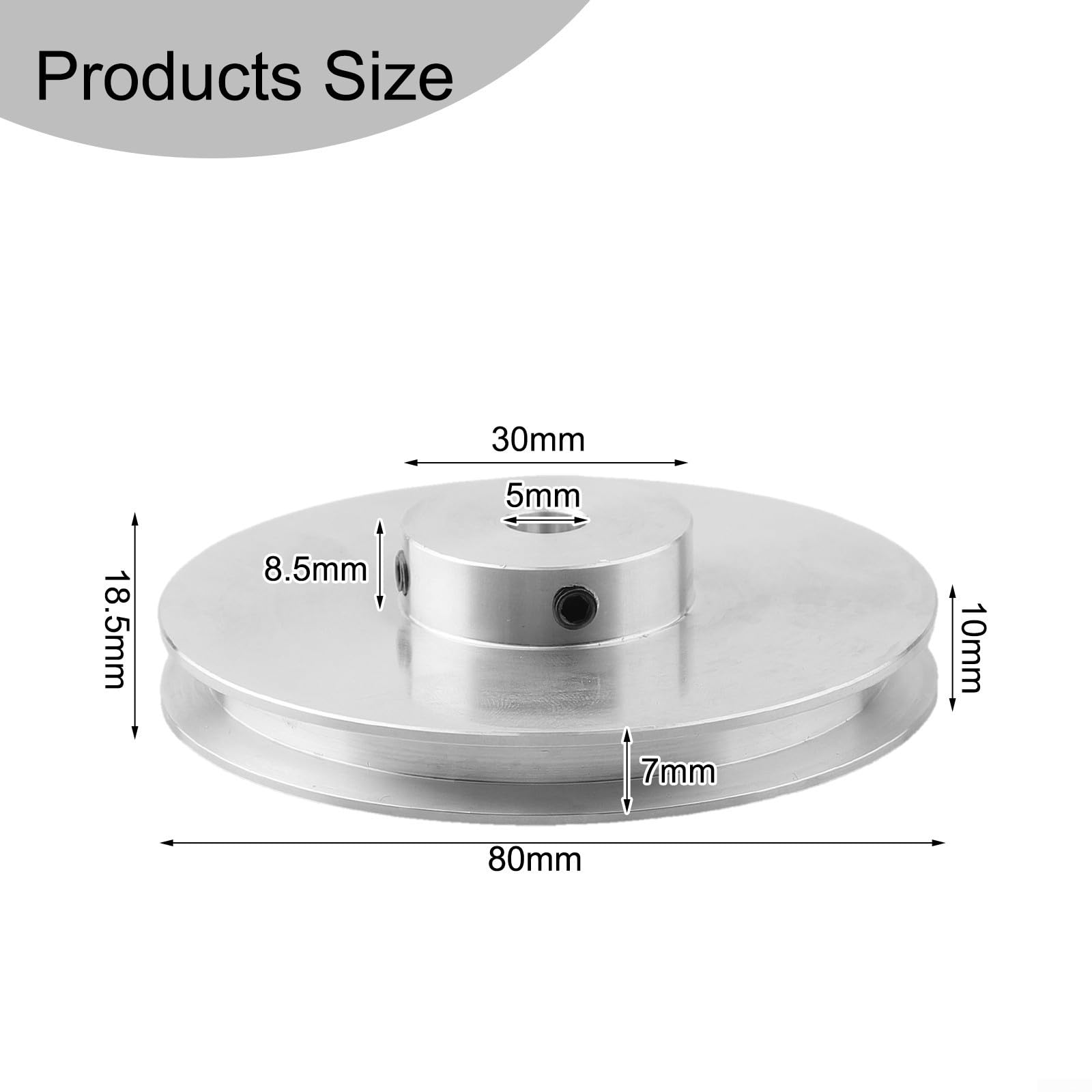 Poulies à rainure en V en aluminium haute performance pour courroies de 6 mm de largeur, tailles allant de 20 mm à 80 mm de diamètre extérieur (80)