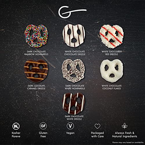 A Gift For You Pretzels Gift Basket | Pretzel Gift Box | Holiday Gift Baskets | Gluten Free Chocolate Covered Pretzels For Holiday, Birthday, Corporate Gift Baskets | Food Gifts For Christmas [6 Flavor] Kosher, Vegan Gift Basket #TOP2
