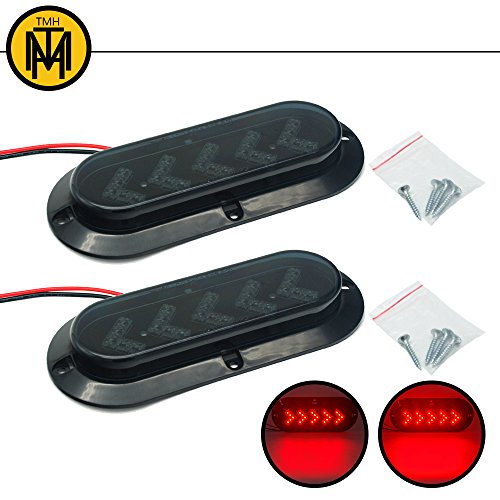 TMH (Pack of 2) 6 Inch 25 ARROW LED Surface Mount Oval Smoked Lens/Red Light Turn Signal Side Marker Tail LED Light for Truck Trailer Trail Bus 12V DC - Thumbnail 2