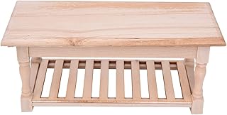 Agatige 1:12 Mini Coffee Table, Doll House Furniture Photography Scene Props Accessories(Wood Color)
