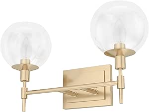 Hunter - Xidane 2-Light Alturas Gold, Medium Size Vanity Light, Dimmable, Mid Century Modern Style, for Bedrooms, Kitchens, Foyers, Bathrooms - 19761