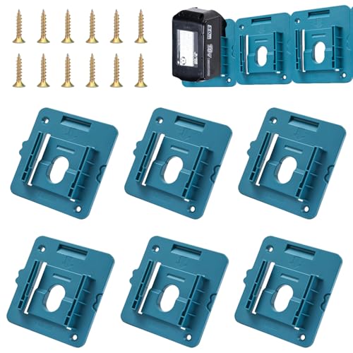 6 Stück Batteriehalter Für Makita 18V Akku 14 4V/18V Akku Halterung Batteriehalter Halterung mit Schrauben Blau Wandhalterung Akkuhalter Kompatibel BL1860 1850 1840 1830 1820 1815 Akku(mit 12 Schra