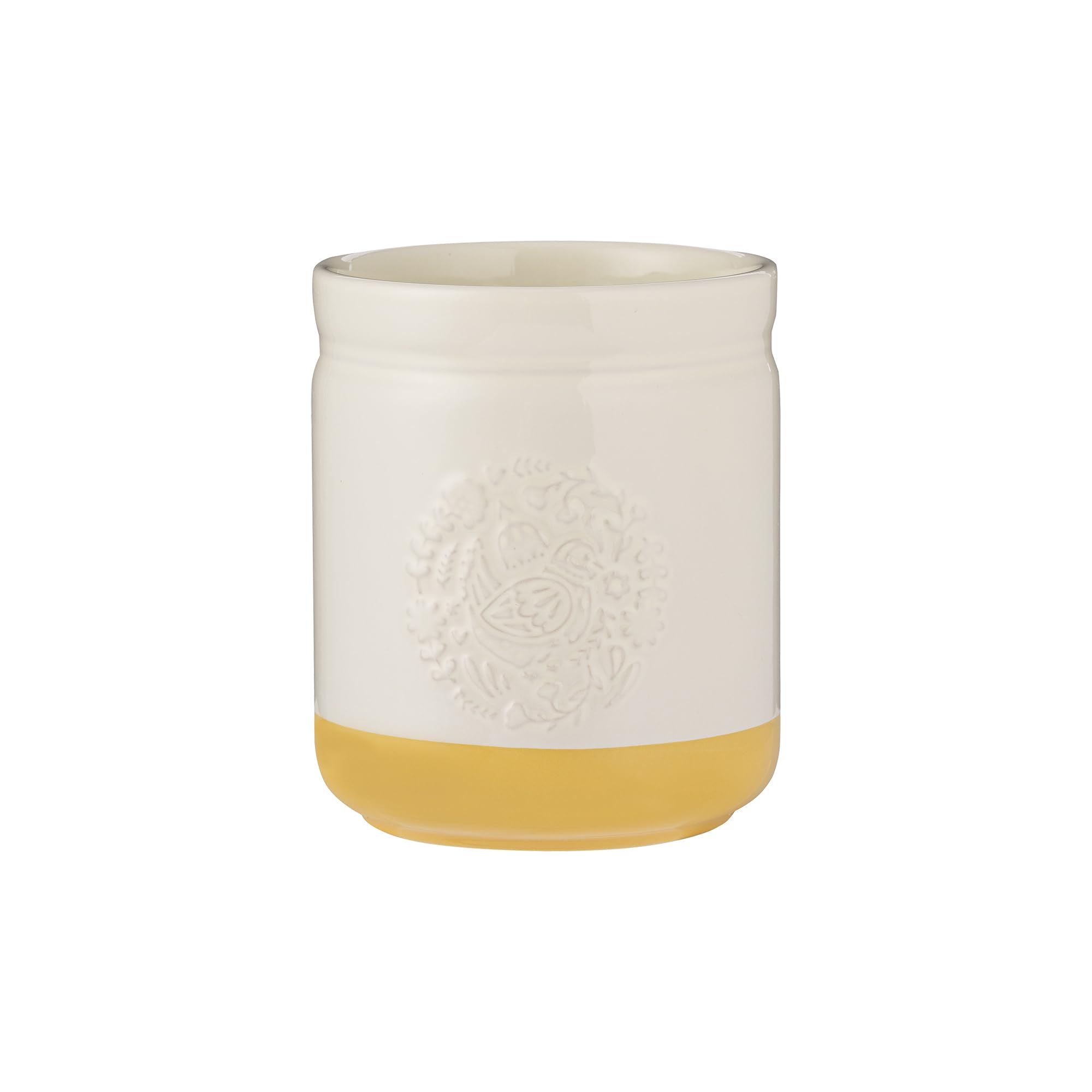 Mason Cash Home to Roost 1.3 l Utensil Holder Stoneware Folk-Inspired Hen and Cockerel Style, Kitchen Countertop Storage Jar, Durable, Everyday Kitchenware