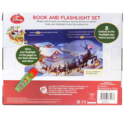 Disney Mickey Mouse, Minnie, and More! - A Very Mickey Christmas Book and 5-Sound Flashlight Toy Set - PI Kids - Image 2