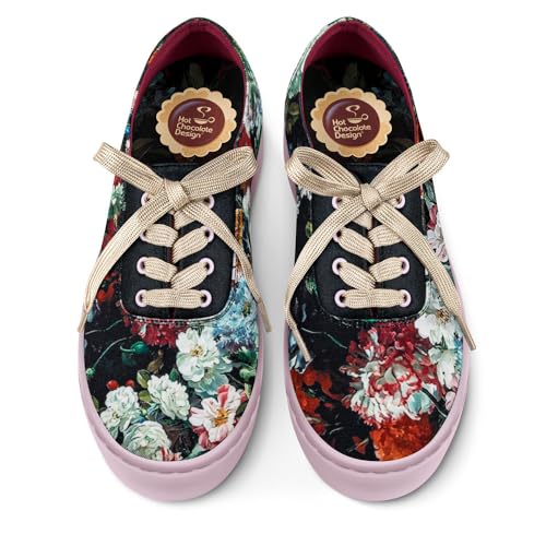 Image of Hot Chocolate Design All-Day Women's Lace-Up Sneakers | Canvas Upper, Cushioned Footbed with Arch Support, Flexible Rubber Outsole, Vegan Construction, Casual Everyday Sneakers