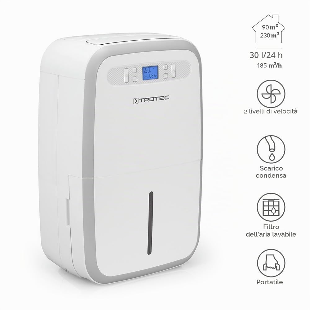 TROTEC Comfort - Deumidificatore TTK 95 E (max. 30 l/giorno)