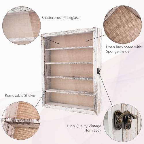Image of Shadow Box Frame with Removable Shelves, White 11x14 Deep Memory Box Display Case for Keepsake Collectibles, Coins Military Medals Pins Wedding Flowers