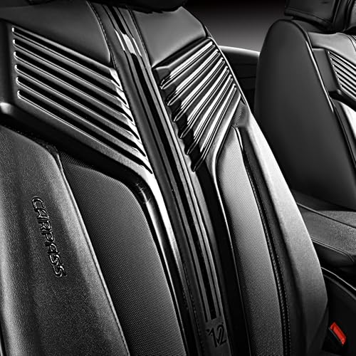 Image of CAR PASS Nappa Leather Seat Covers, Breathable Waterproof Car Seat Covers Full Set, Luxury 3D Sponge Support Full Coverage Seat Protector, Universal Fit SUV Pick-up Truck Sedan Automotive(All Black)