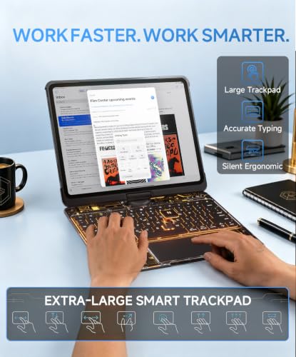 Image of Cyberpunk Clear Keyboard Case for iPad Pro 13 Inch M5 /M4, 360 Swivel