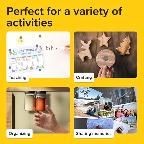 Image of Ultra-Strong Ceramic Round Magnets with Adhesive Backing (3 Sizes Mix, 90 pcs) - Heavy Duty Sticky Magnets, Non-Corrosive, Versatile for Home, Office, Workshop, Whiteboard, Fridge and Hobby Use