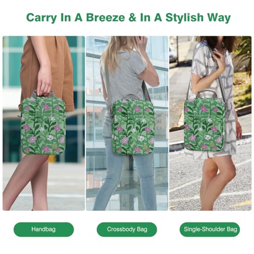 Image of Dadanism 9-11 Inch Tablet Sleeve Bag Carrying Case with Shoulder Strap for iPad (A16) 11 inch, iPad 10th Gen 10.9 inch, iPad Air M4 /Pro M5 11 inch, iPad 9 /8 /7th 10.2 inch, Galaxy Tab A11+ Plus 11 inch, Cyan+Flower