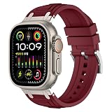 BDNJN Cinturino in gomma per Apple Watch Ultra 2 49 mm, 45 mm, 44 mm, serie 10 9 8 7 6 5 4 3 2 1 SE, con connettore metallico S10 46 mm 42 mm (H, 38/40/41 mm)