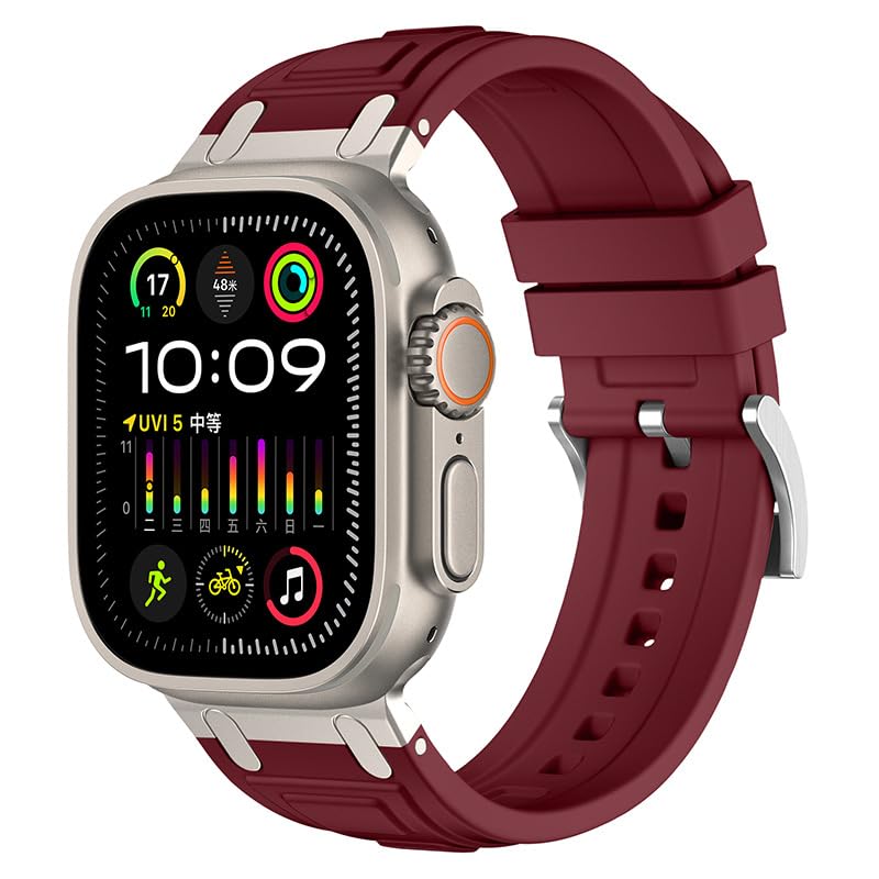 Bracelet en caoutchouc Apple Watch Ultra 2 avec connecteur métallique S10 pour séries 1 à 10