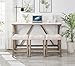 SUNPOKUILN 4-Piece Industrial Bar Table Set with Power Outlet, 3 Upholstered Stools for Kitchen, Game Room & Dining, Counter Height Pub Set (Cream 1+3)