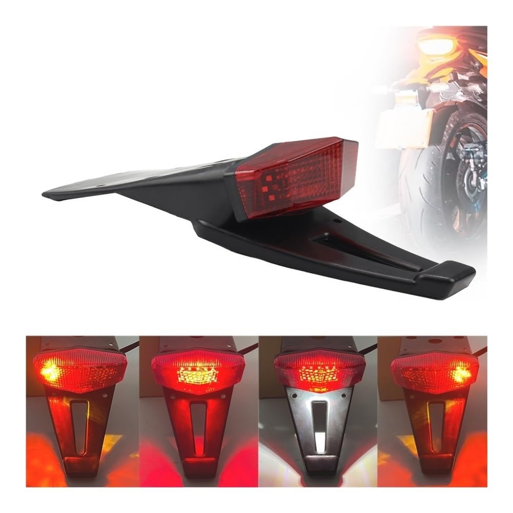 Luci Posteriori per Moto Parafango Posteriore Fanale Accessori Universali per Targa da 12 V Stop Luci Freno(Red Light)