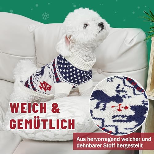 Supet Hundepullover Winter für kleine Grosse Hunde – Weicher gestrickter Hundepulli mit hohem warm, elastisch, Hundemantel für Dackel, Französische Bulldogge, XS-XXL, Weihnachten & Alltag(M)