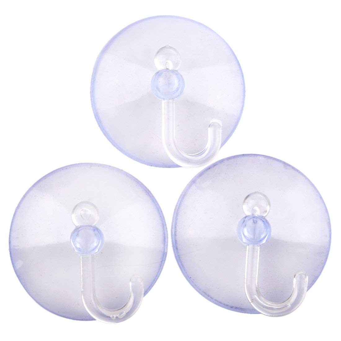 U-M As Shown 3 Pcs Bathroom Kitchen Clear Reusable Plastic Suction Cup Wall Hooks Hangers Vacuum Seamless Sucker Hook