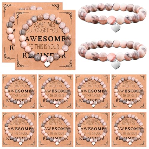 Blosssound 12 Pcs Thank You Bracelets Cards Friendship Birthday Gifts Bulk for Classroom School Women Staff Appreciation Gift