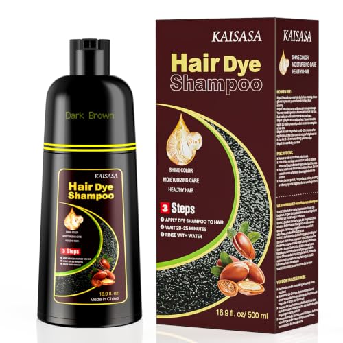 Dark Brown Hair Dye Shampoo 3 in 1,Hair Color Shampoo for Women and Men
