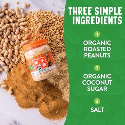 Image of PBfit 15 Ounce Organic Peanut Butter Powder, Powdered Peanut Spread from Real Roasted Pressed Peanuts, 7g of Protein 7% DV, Gluten-Free, 60 calories, 87% less fat (Pack of 1)