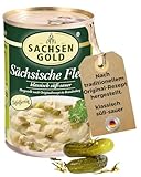 Sachsen Gold Sächsische Flecke 400g – Rind süß-sauer mit Gewürzgurke – Hausmannskost im Glas – Fertiggericht nach Original-Rezept – Schnell & Herzhaft zubereitet