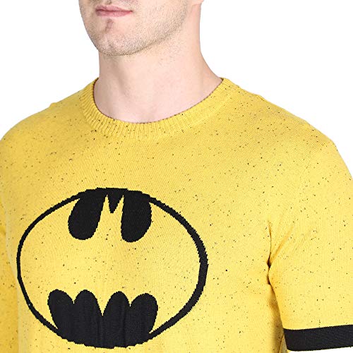 Image of Free Authority Men Cotton Crew Neck Sweater (8905030163249 Yellow with Nepps /Black L)