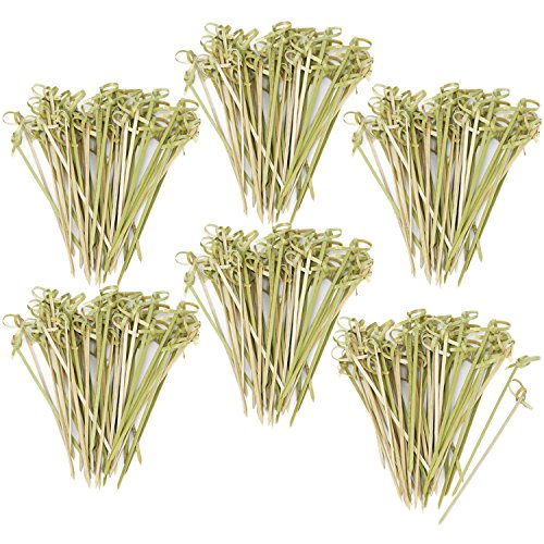 COM-FOUR® 200 spiedini per finger food realizzati con materie prime vegetali - bastoncini per canapé - spiedini di legno con nodi - stuzzicadenti per feste (200 pezzi - 12 cm/nodo)